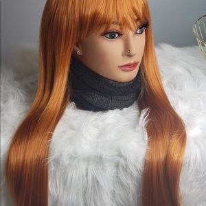 Synthetic orange Color Bangs for Drag cosplay costume party for women